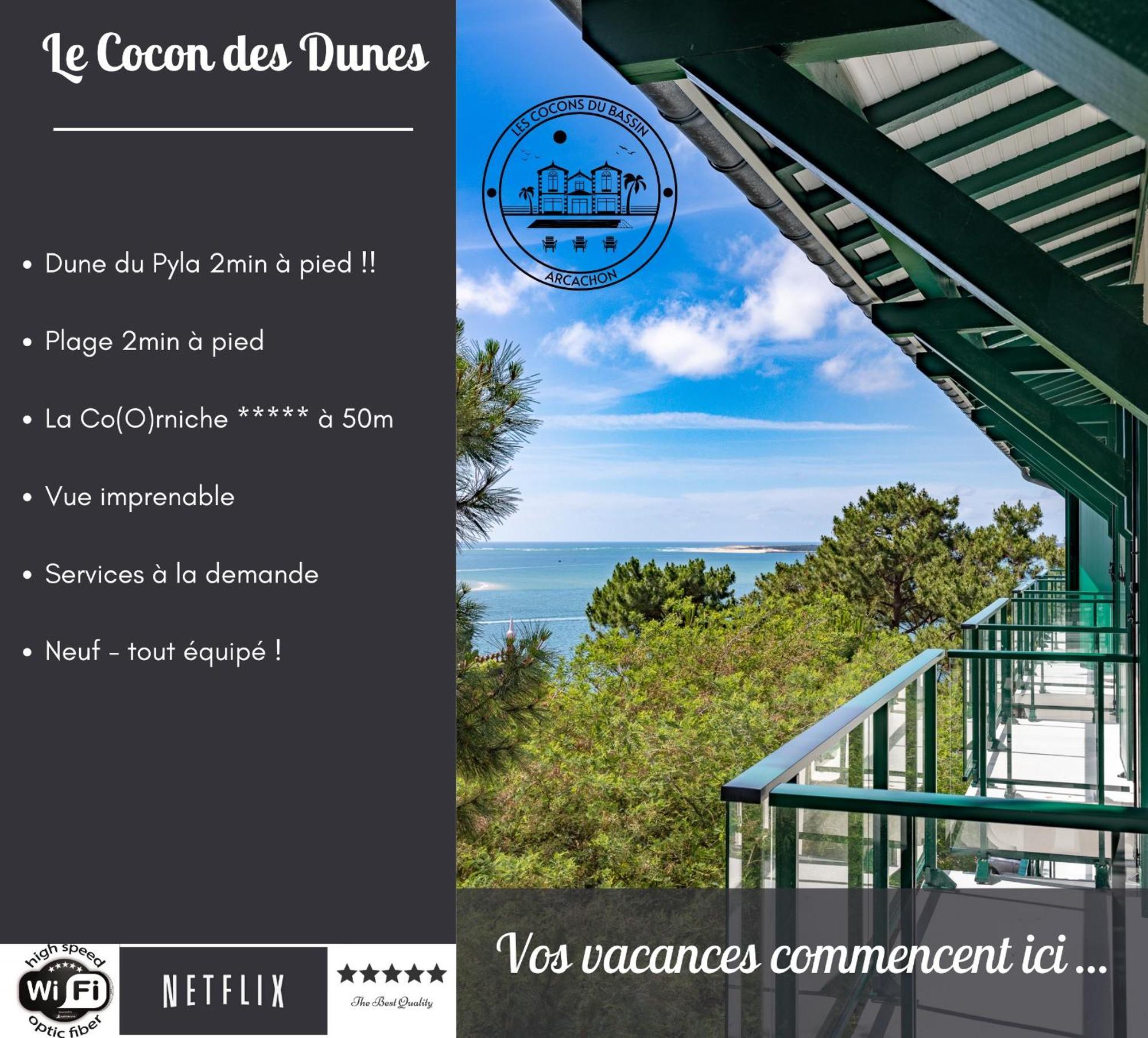 Le Cocon Des Dunes - Vue Mer, Plage&Corniche A Pied Le Moulleau Luaran gambar